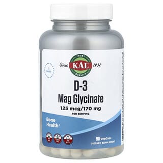 KAL, D-3 magnezijev glicinat, 90 vegetarijanskih kapsula