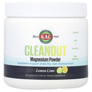 KAL, Cleanout Magnesium Powder, лимон и лайм, 240 г (8,5 унции)