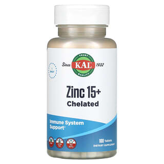 KAL, Zinco 15+ com Betaína HCL e Oligoelementos, 100 Comprimidos