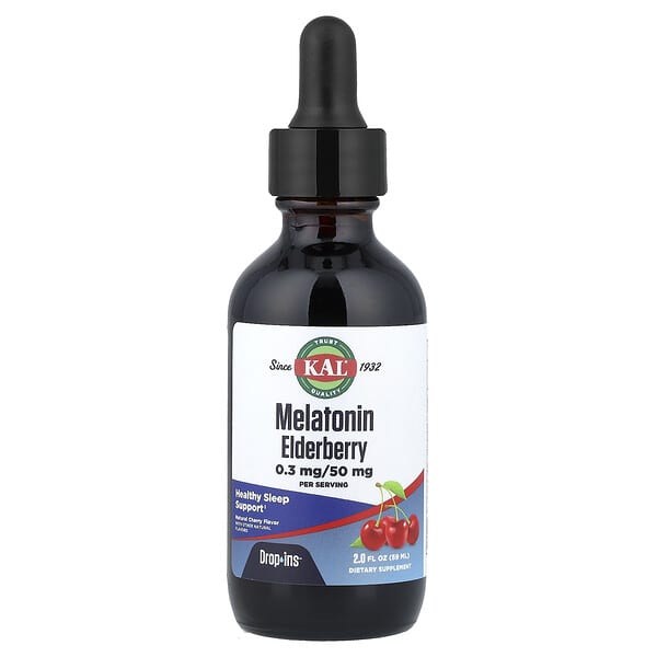 KAL, Melatonin Elderberry, Natural Cherry, 2 fl oz (59 ml) — product photo 1