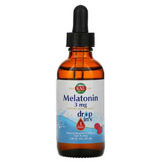 KAL, Мелатонин, натуральный малиновый вкус, 3 мг, 55 мл (1,85 жидк. Унции)