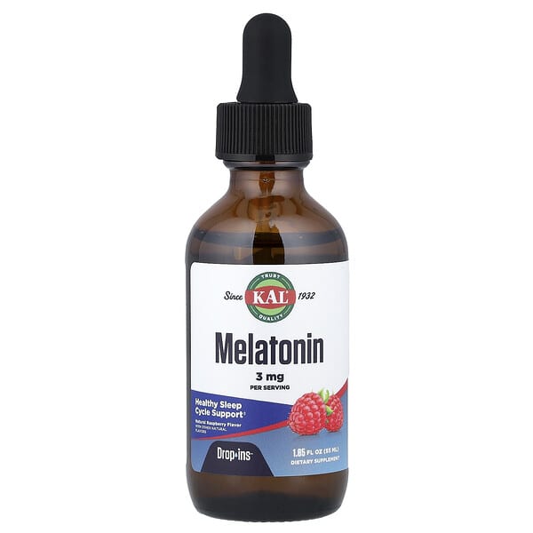 KAL Melatonin, Natural Raspberry, 3 mg, 1.85 fl oz (55 ml)
