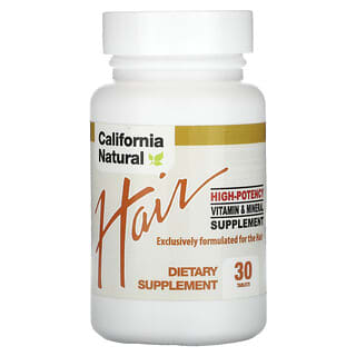 California Natural, Włosy, wysoka siła działania, 30 tabletek