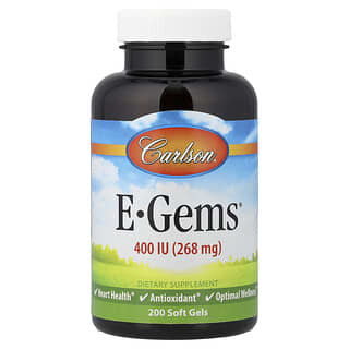 Carlson, E-Gems®, 400 UI (268 mg), 200 capsules à enveloppe molle