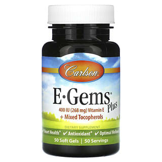 Carlson, E-Gems Plus, 400 МЕ (268 мг), 50 мягких таблеток