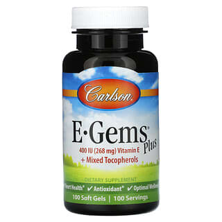 Carlson, E-Gems Plus, 400 UI (268 mg), 100 capsules molles