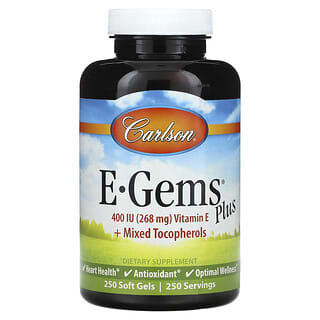 Carlson, E-Gems Plus, 268 mg (400 UI), 250 capsules à enveloppe molle