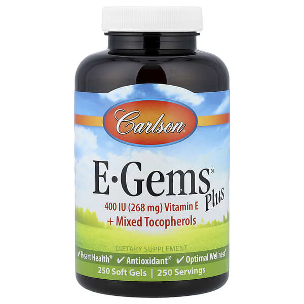 Carlson E-Gems® Plus, 250 Soft Gels