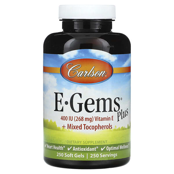 Carlson, E-Gems® Plus, 소프트젤 250정