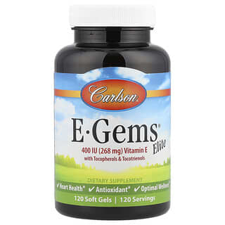 Carlson, E-Gems® Elite, Vitamin E with Tocopherols & Tocotrienols, 120 Soft Gels