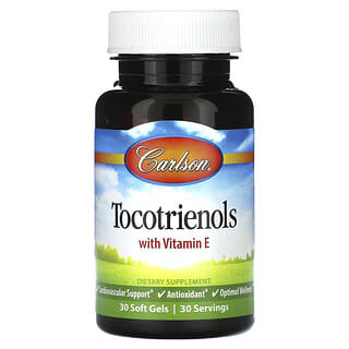 Carlson, Tocotrienoles, Con vitamina E, 30 cápsulas blandas