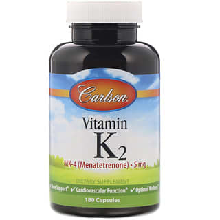 Carlson Labs, Vitamine K2, MK-4 (ménatétrénone), 5 mg, 180 capsules