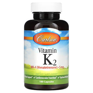 Carlson, Vitamine K2, MK-4 (ménatétrénone), 5 mg, 180 capsules