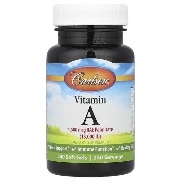 Vitamin A, 4,500 mcg RAE (15000 IU), 240 Soft Gels