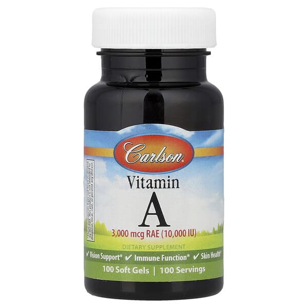 Carlson Vitamin A, 3,000 mcg RAE (10000 IU), 100 Soft Gels