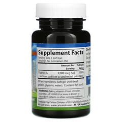 Carlson, Vitamina A, 10,000 UI Natural, 250 cápsulas blandas