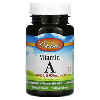 Carlson, Vitamin A, 3,000 mcg RAE, (10,000 IU) , 250 Soft Gels