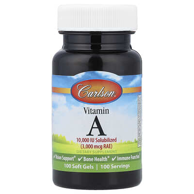 Carlson, Vitamin A, 3,000 mcg RAE (10,000 IU), 100 Soft Gels