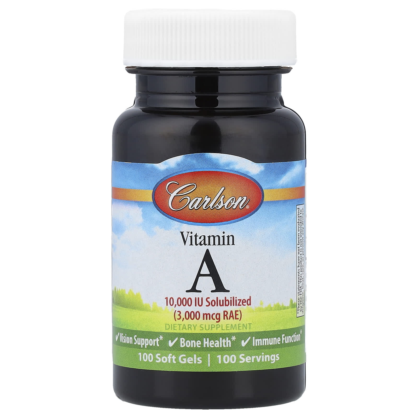 Carlson, витамин A, 3000 мкг RAE (10 000 МЕ), 100 капсул