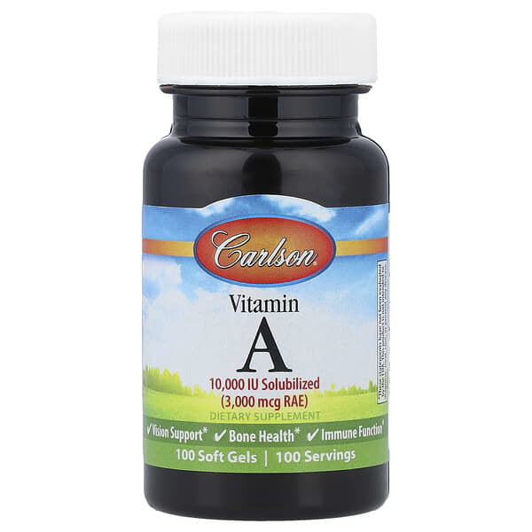 Carlson Vitamin A, 3,000 mcg RAE (10000 IU), 100 Soft Gels
