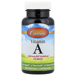 Carlson, Vitamin A, 3,000 mcg RAE (10,000 IU), 250 Soft Gels
