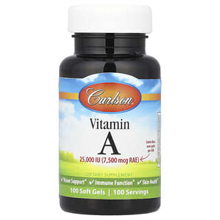 Carlson, Vitamine A, 25 000 UI, 100 capsules molles