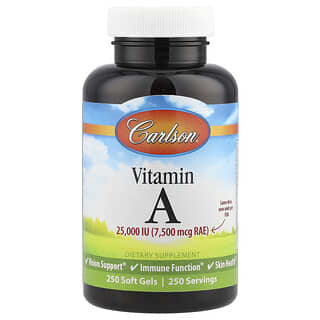 Carlson, Vitamina A, 7500 mcg de EAR (25000 UI), 250 cápsulas blandas