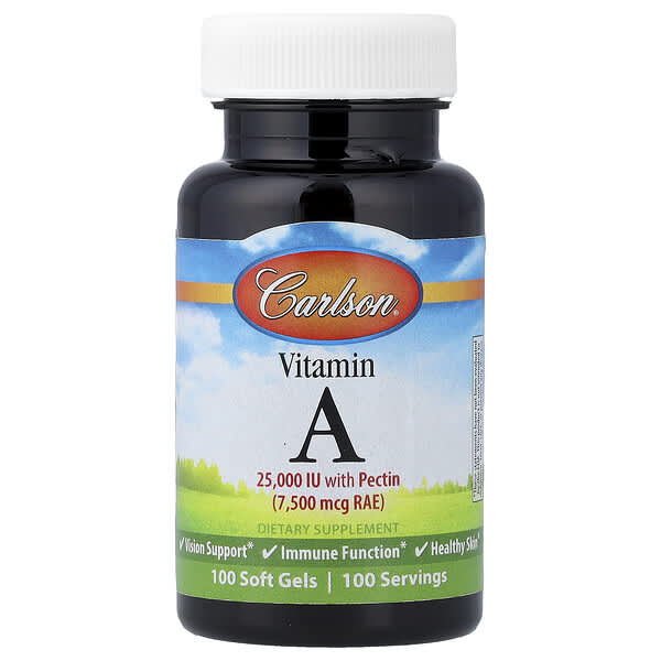 Carlson Vitamin A, 7,500 mcg RAE (25000 IU), 100 Soft Gels