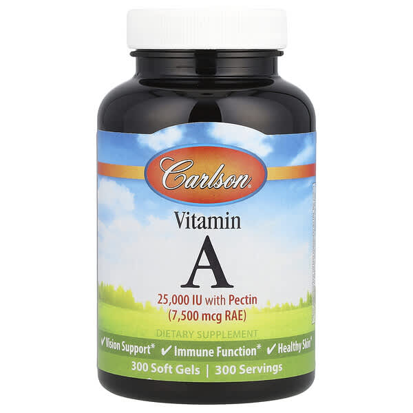 Carlson Vitamin A, 7,500 mcg RAE (25000 IU), 300 Soft Gels