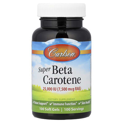 Carlson, Ultra Premium Beta-Carotene, 7500 mcg RAE (25000 IU), 100 Softgels