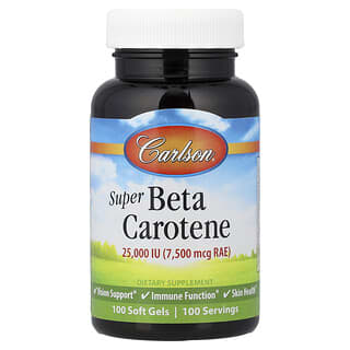 Carlson, Super Beta Carotene, 7,500 mcg RAE (25,000 IU), 100 Soft Gels