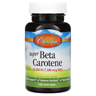 Carlson, Super beta caroteno, 7500 mcg de EAR (25000 UI), 100 cápsulas blandas