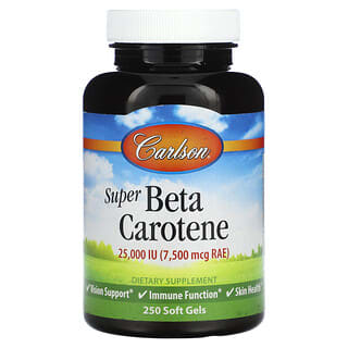 Carlson, Super Beta Caroteno, 25,000 IU (15 mg), 250 Pastillas Blandas de Gel