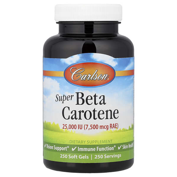 Super Beta Carotene, 7,500 mcg RAE (25000 IU), 250 Soft Gels