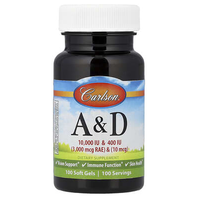 Carlson, Vitamins A & D, 100 Softgels