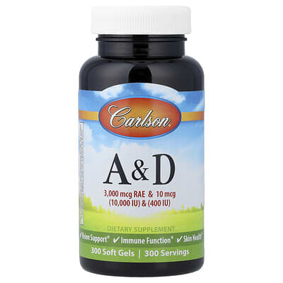 Carlson, Vitamins A & D, 300 Softgels