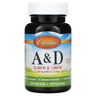 Carlson, Vitaminas A y D`` 100 cápsulas blandas