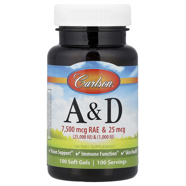 Carlson Vitamin A & D, 100 Soft Gels