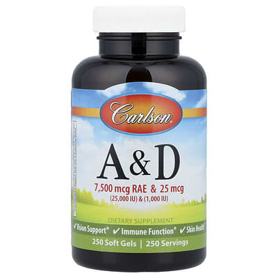 Carlson, Vitamins A & D, 250 Softgels