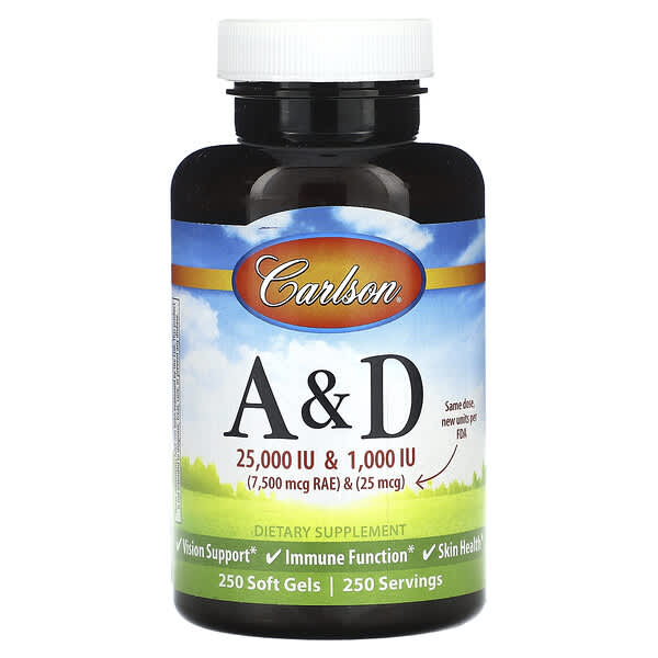 Carlson Vitamin A & D, 250 Soft Gels