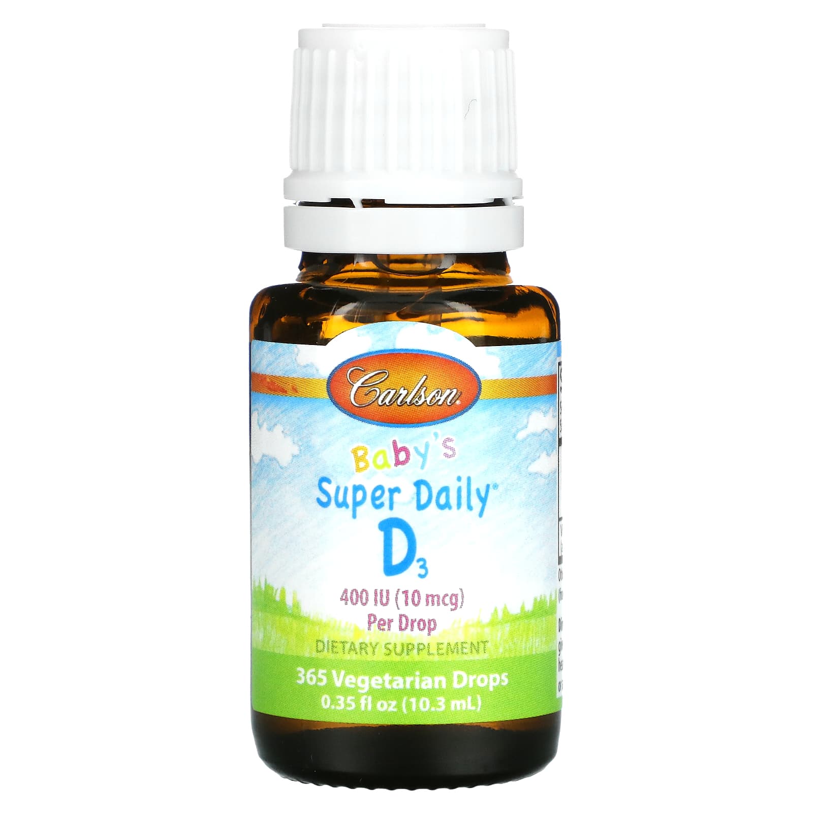 Carlson Kid's Super Daily D3 Vitamin D Supplement – 0.35 Fl Oz (10.3 Ml) Liquid Drops