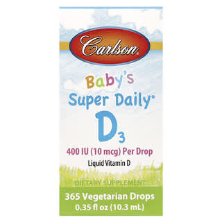 Carlson, D3 superdiaria para bebés, 10 mcg (400 UI), 10,3 ml (0,35 oz. Líq.)