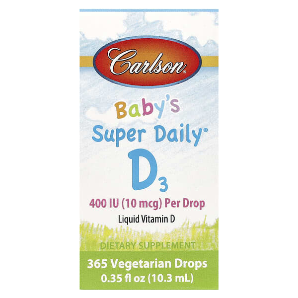 Carlson Baby's Super Daily® D3, 10 mcg (400 IU), 0.35 fl oz (10.3 ml)