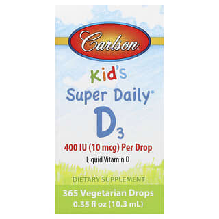 Carlson, Kids Super Daily® D3,10 微克(400 國際單位),0.35 液量盎司(10.3 毫升)