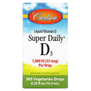 Carlson, Super Daily D3, 25 mcg (1,000 IU), 0.35 fl oz (10.3 ml)