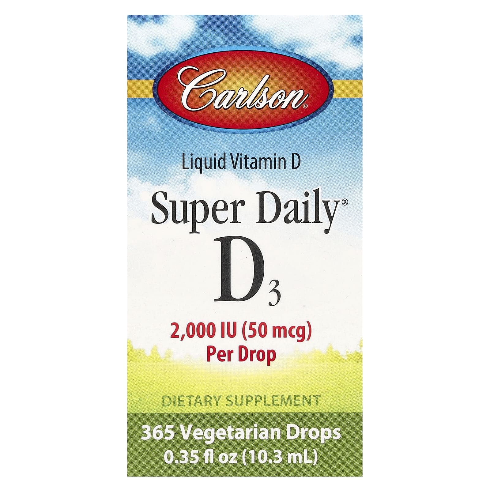 Carlson, Liquid Vitamin D, Super Daily® D3, flüssiges Vitamin D, Super