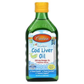 Carlson, Kid's Norwegian, Cod Liver Oil, Natural Lemon , 8.4 fl oz (250 ml)