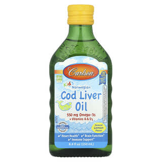 Carlson‏, Kid's, Norwegian Cod Liver Oil, Natural Lemon, 8.4 fl oz (250 ml)