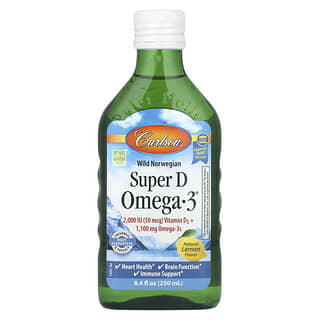 كارلسون‏, Super D Omega-3 النرويجي، نكهة الليمون الطبيعي، 8.4 أونصة سائلة (250 مل)