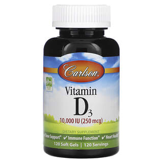 Carlson, Vitamin D3, 250 mcg (10.000 IU), 120 Weichkapseln